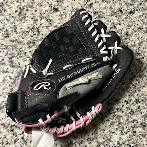 RAWLINGS WFP115 Girls Fast Pitch Leather Softball Glove 11.5" Black Pink RHT‎